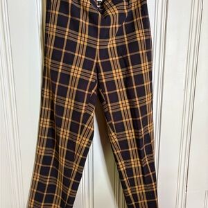 Wilfred Darontal Plaid dress Pants Charcoal and Yellow